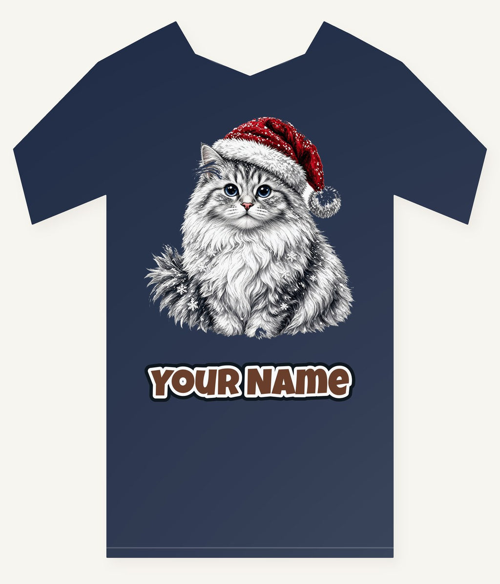 Siberian Cat Christmas Personalised Kids Tee and Baby Bodysuit