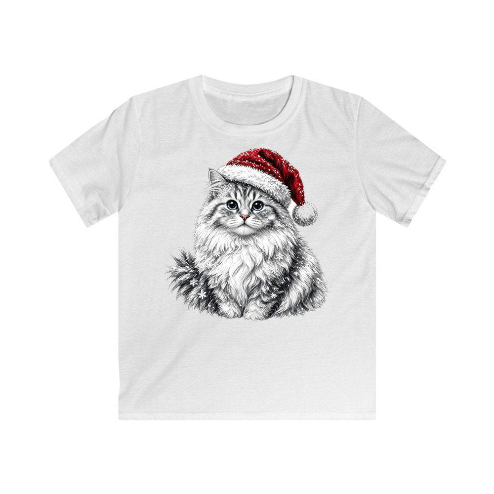 Siberian Cat personalised kids Christmas tee in white