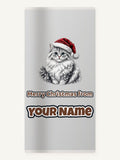 Siberian Cat Christmas Personalised Beach Towel