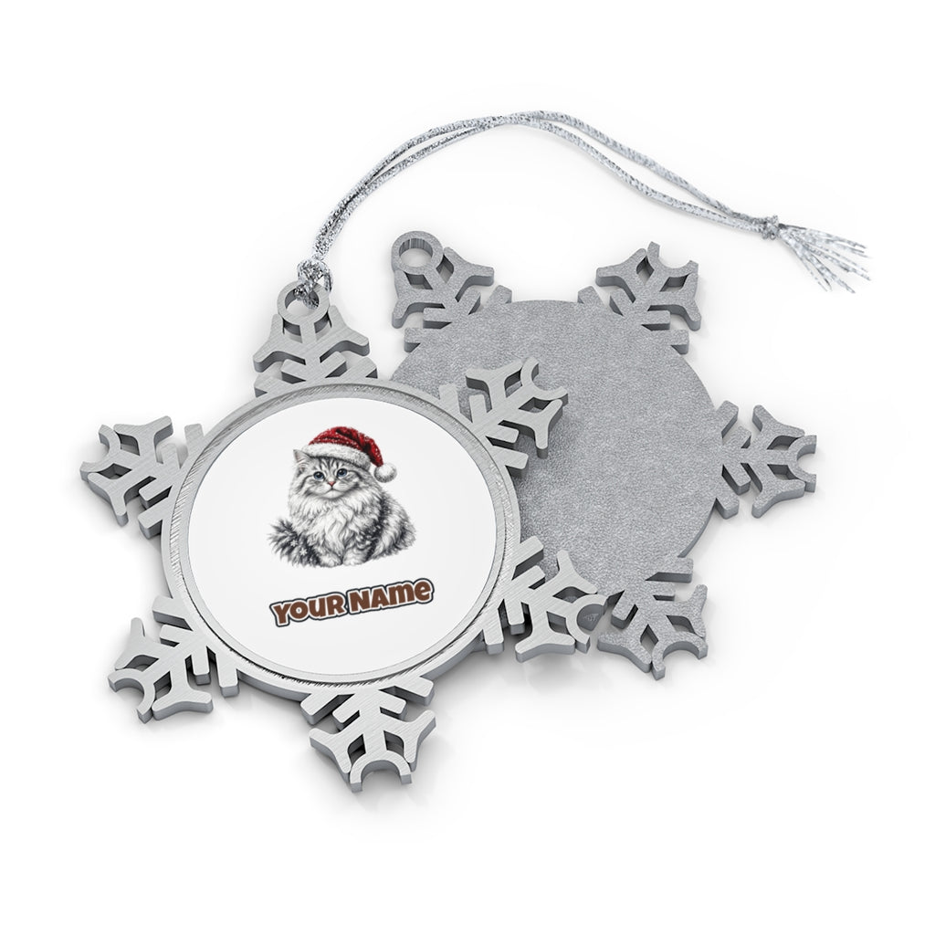 Siberian Cat Personalised Pewter Christmas Ornament