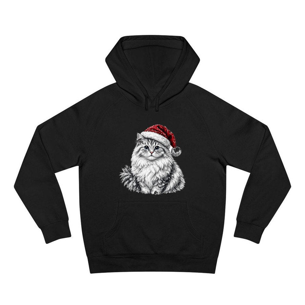 Siberian Cat personalised Christmas hoodie in black