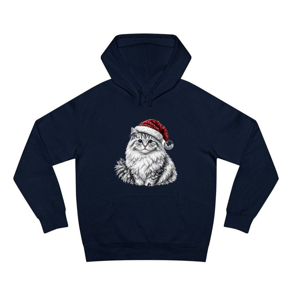 Siberian Cat personalised Christmas hoodie in navy