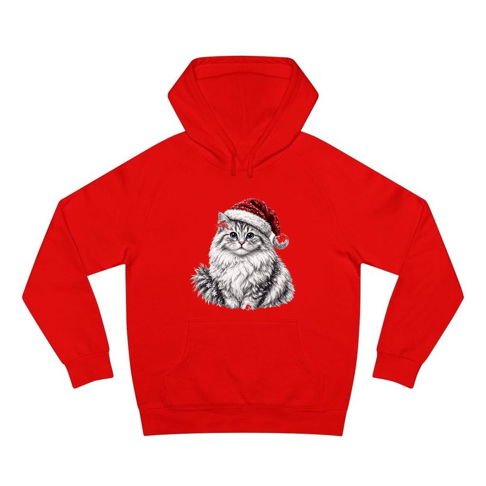 Siberian Cat personalised Christmas hoodie in red