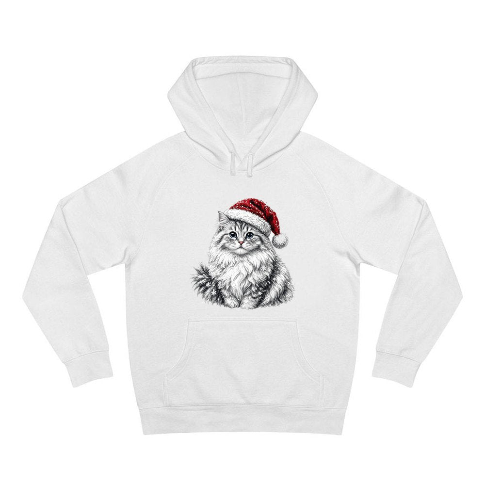 Siberian Cat personalised Christmas hoodie in white