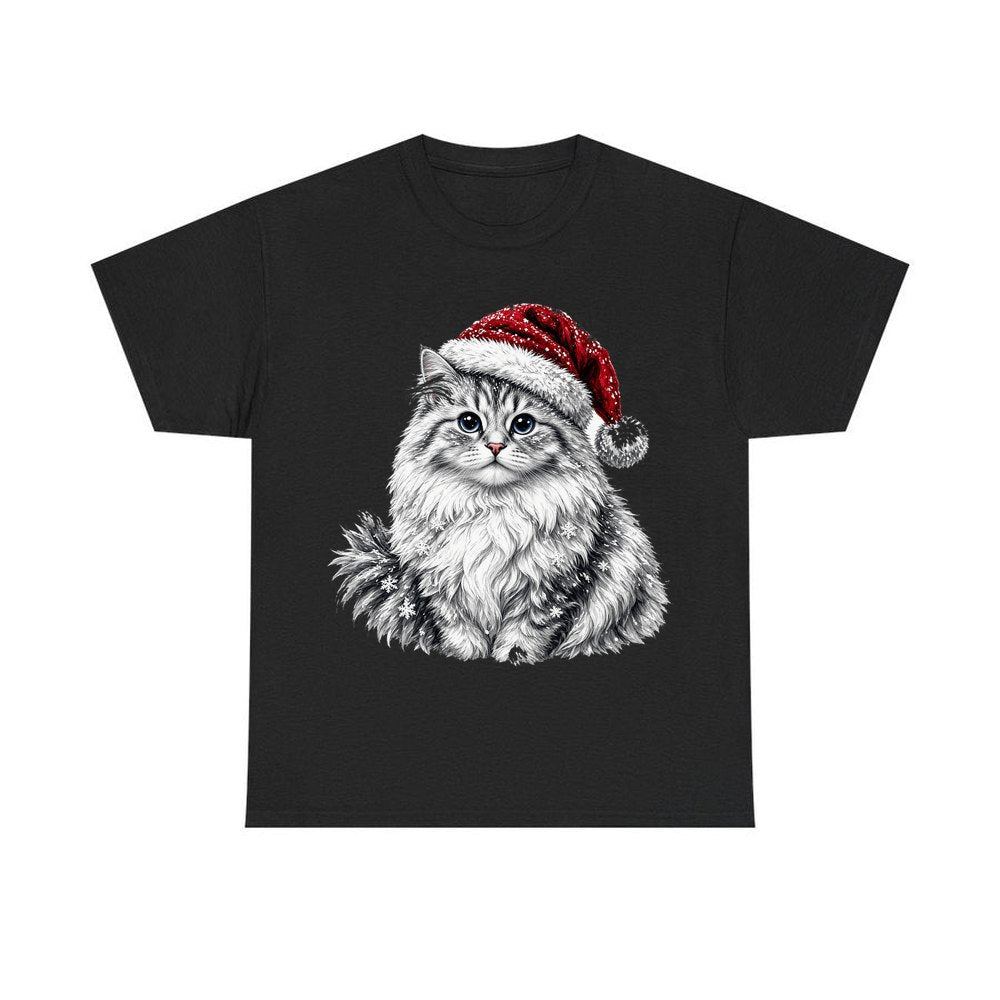 Siberian Cat personalised Christmas T-shirt in black