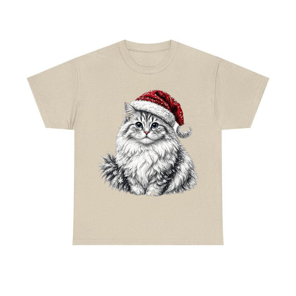 Siberian Cat personalised Christmas T-shirt in sand