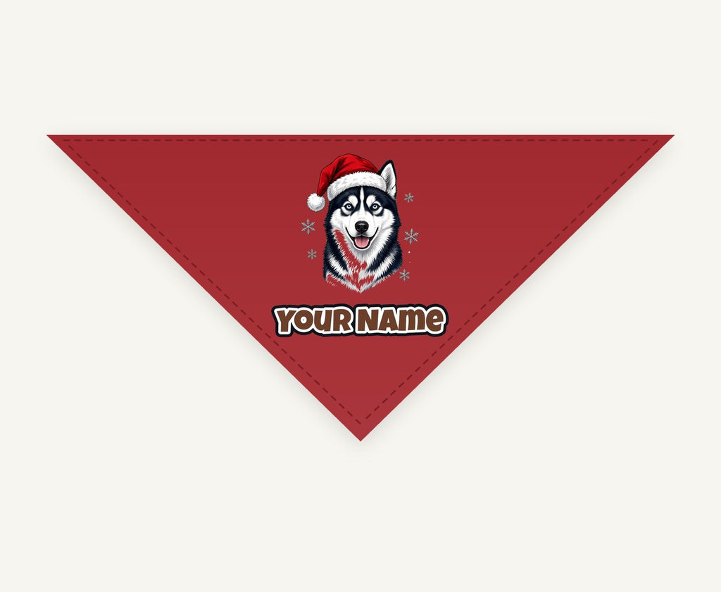 Siberian Husky personalised Christmas pet bandana, tie-on style