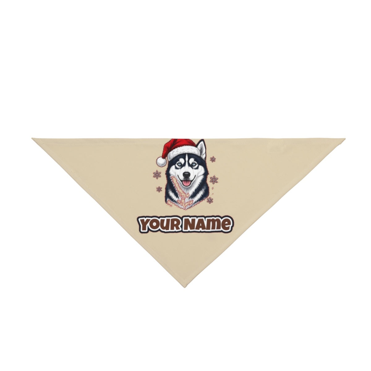 Siberian Husky personalised Christmas pet bandana in beige, tie-on style
