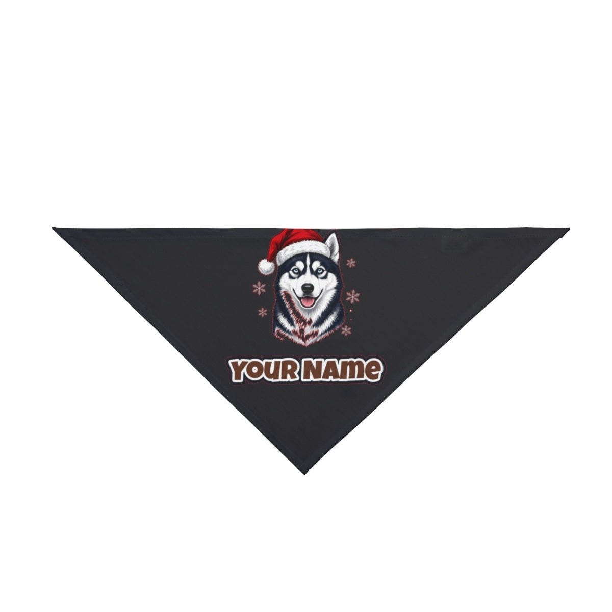 Siberian Husky personalised Christmas pet bandana in black, tie-on style