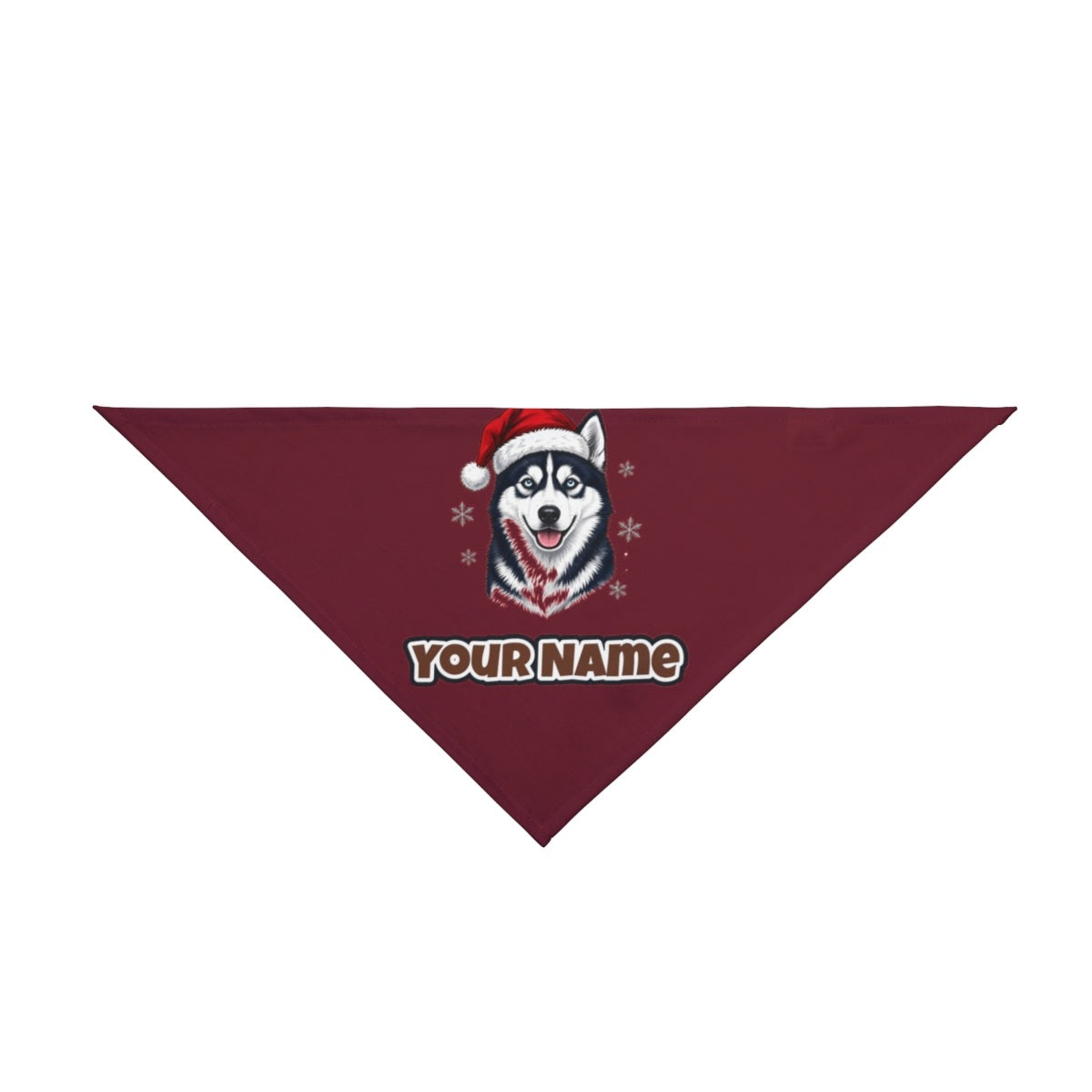 Siberian Husky personalised Christmas pet bandana in maroon, tie-on style