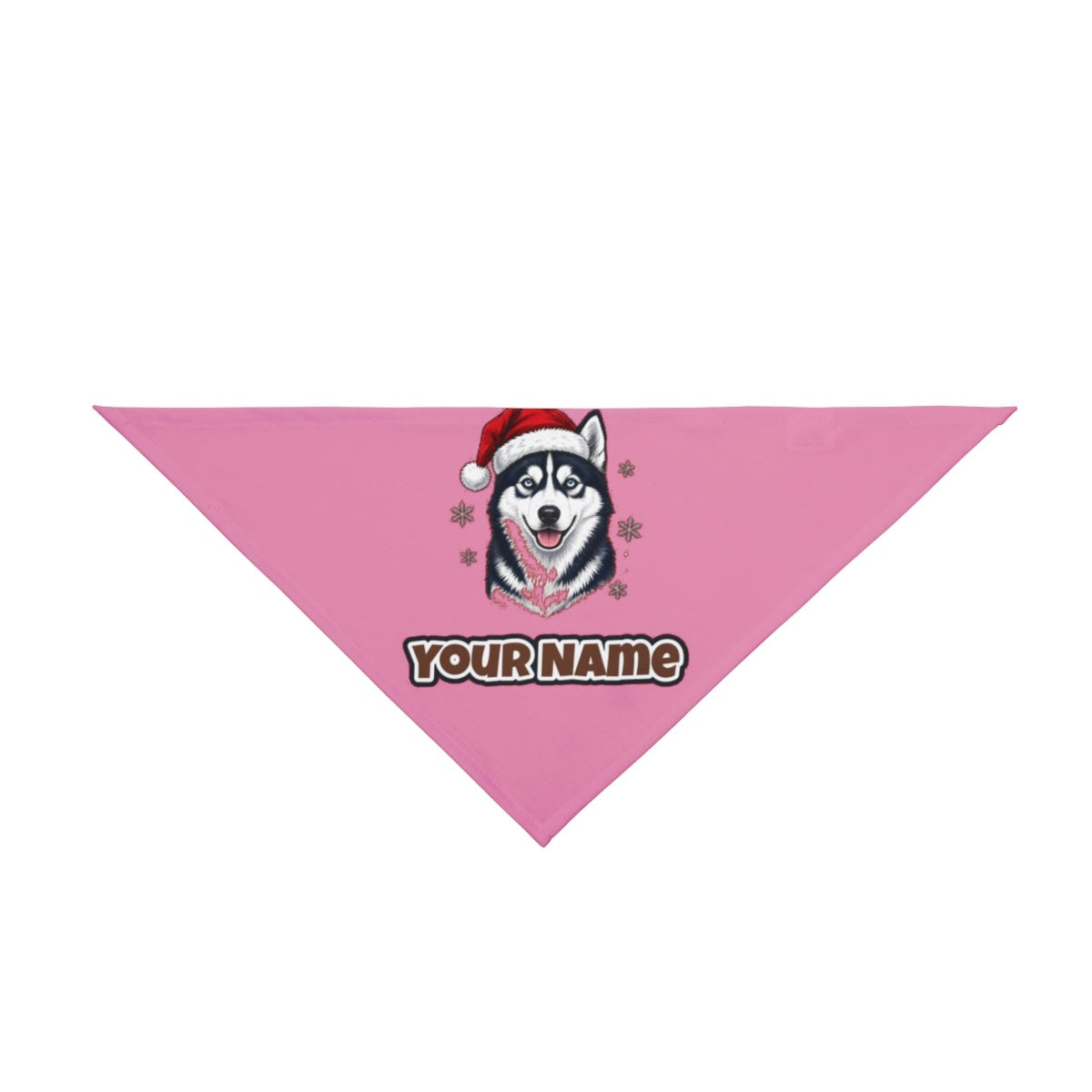 Siberian Husky personalised Christmas pet bandana in pink, tie-on style