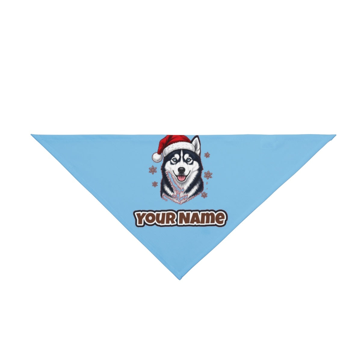 Siberian Husky personalised Christmas pet bandana in sky blue, tie-on style