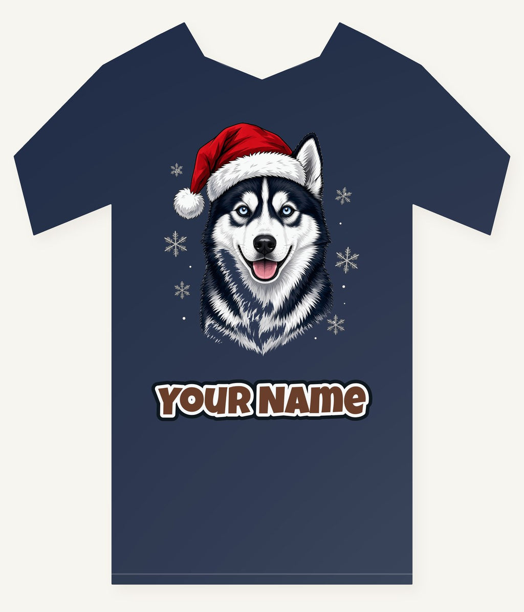 Siberian Husky Christmas Personalised Kids Tee and Baby Bodysuit