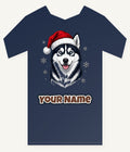 Siberian Husky Christmas Personalised Kids Tee and Baby Bodysuit