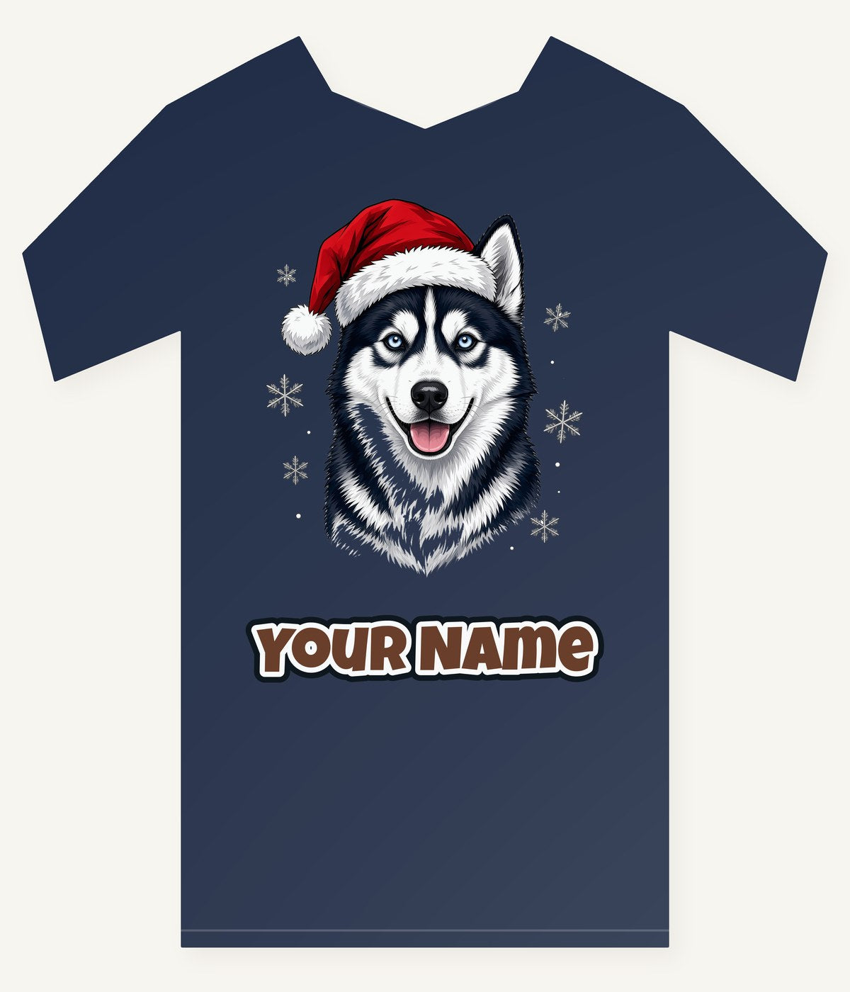 Siberian Husky Christmas Personalised Kids Tee and Baby Bodysuit