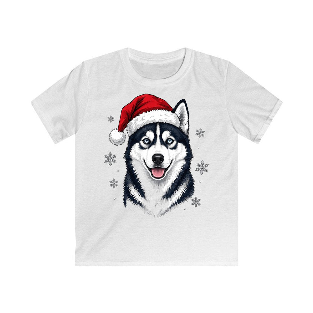 Siberian Husky personalised kids Christmas tee in white