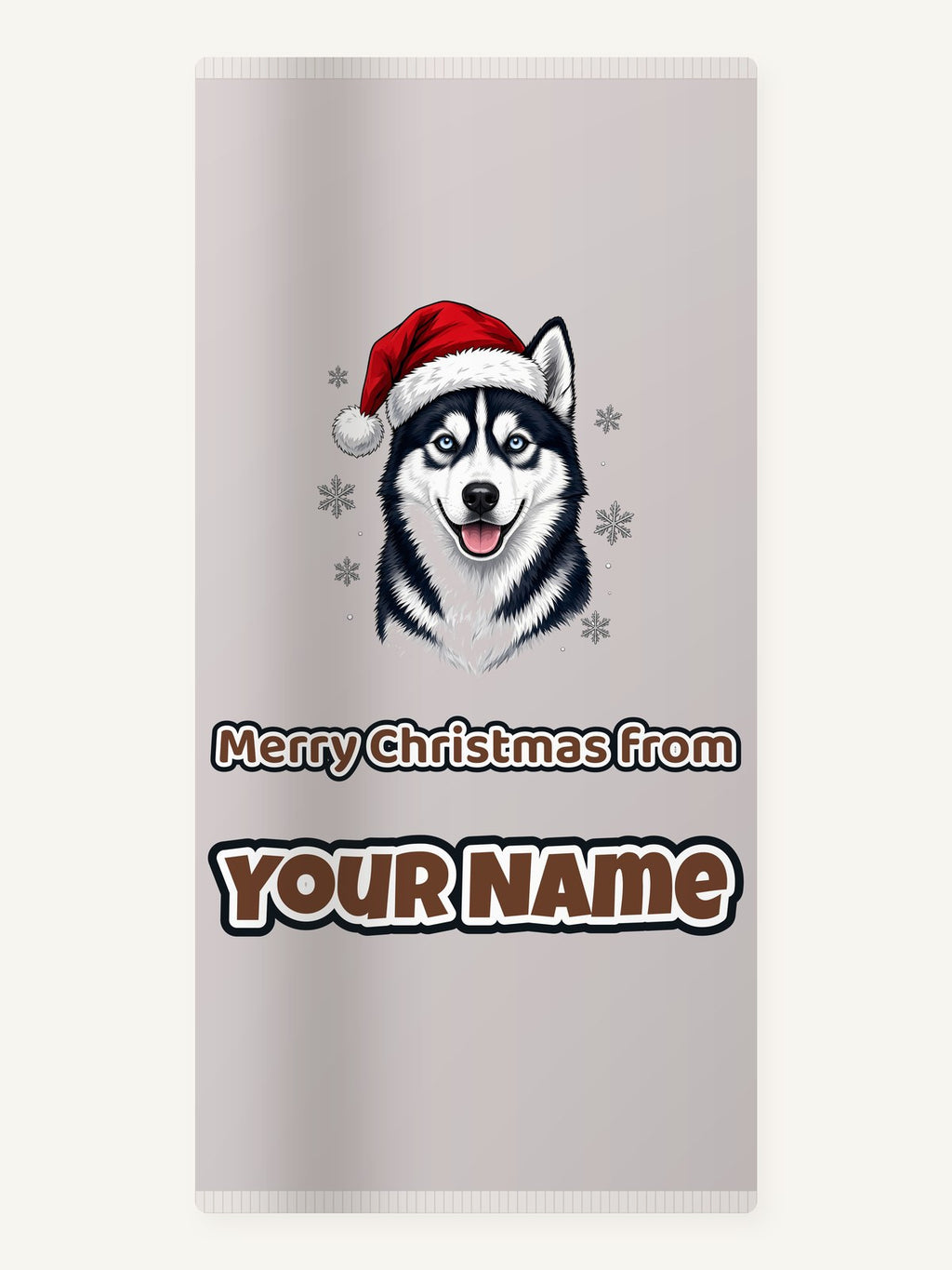 Siberian Husky Christmas Personalised Beach Towel