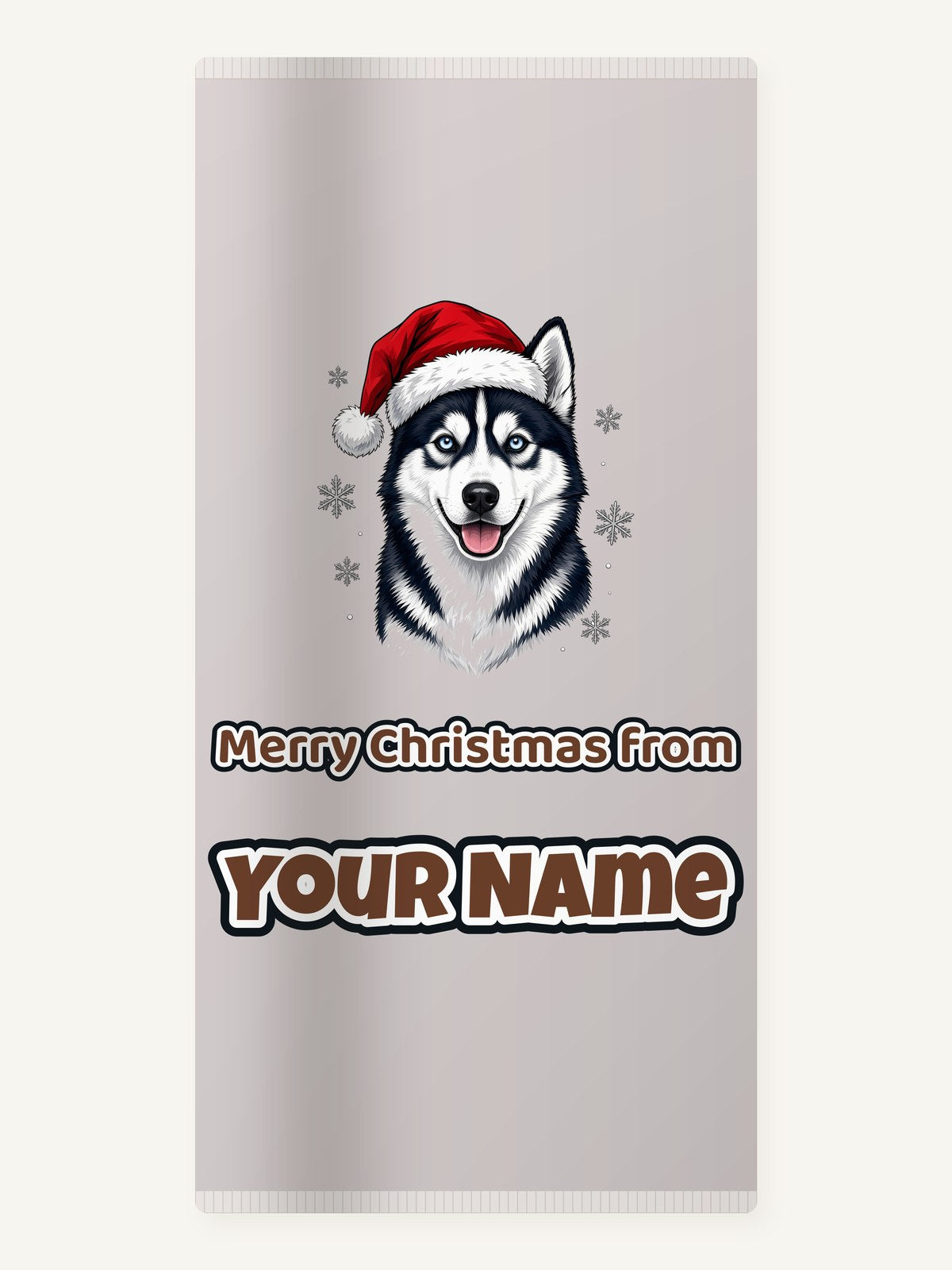 Siberian Husky Christmas Personalised Beach Towel