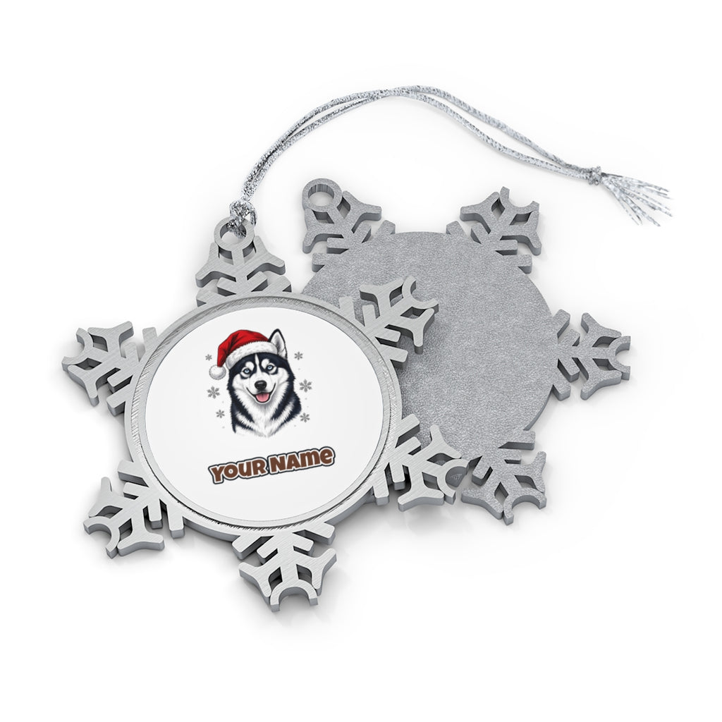 Siberian Husky Personalised Pewter Christmas Ornament