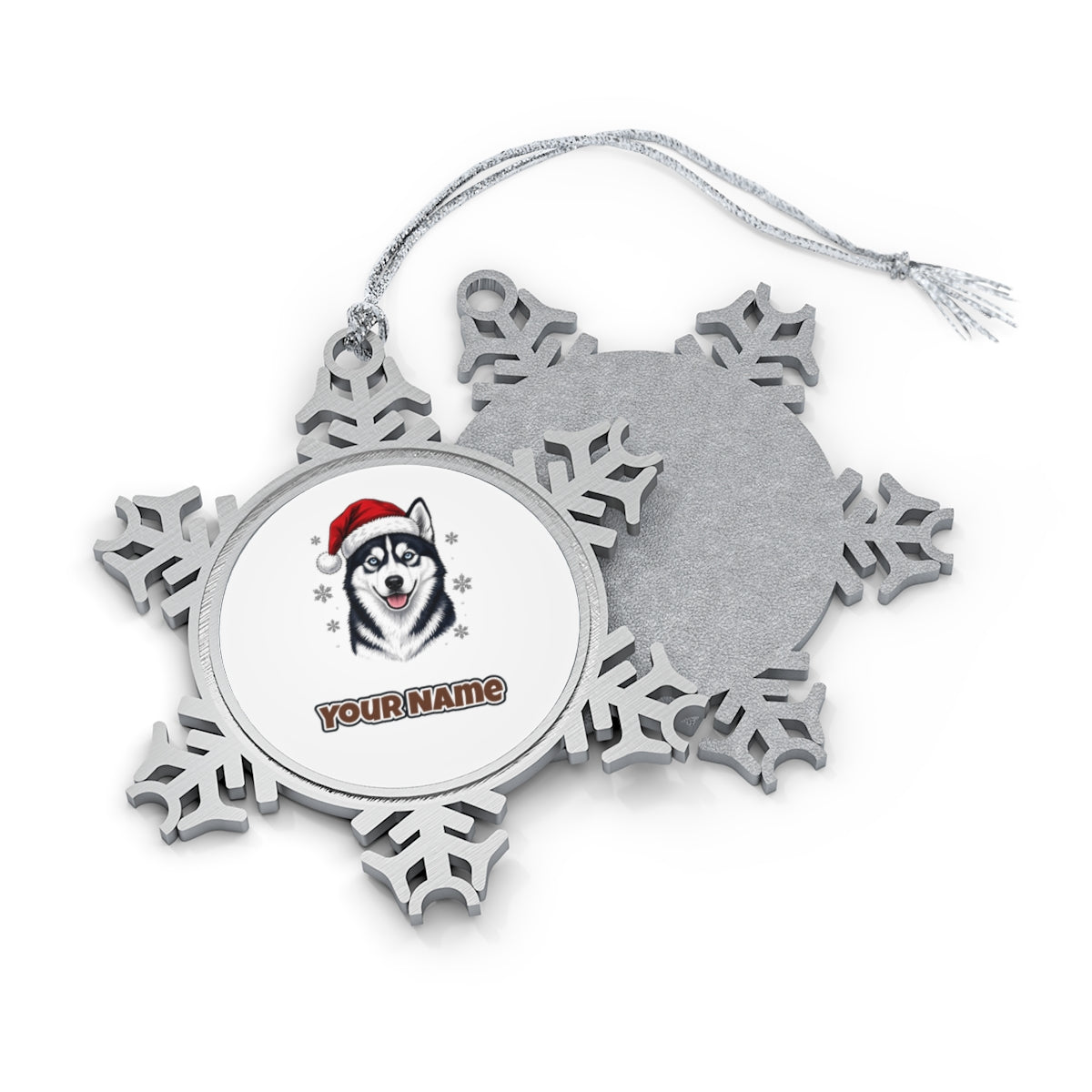 Siberian Husky Personalised Pewter Christmas Ornament