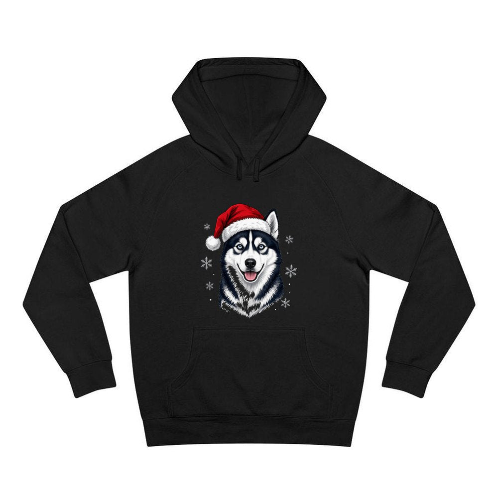 Siberian Husky personalised Christmas hoodie in black