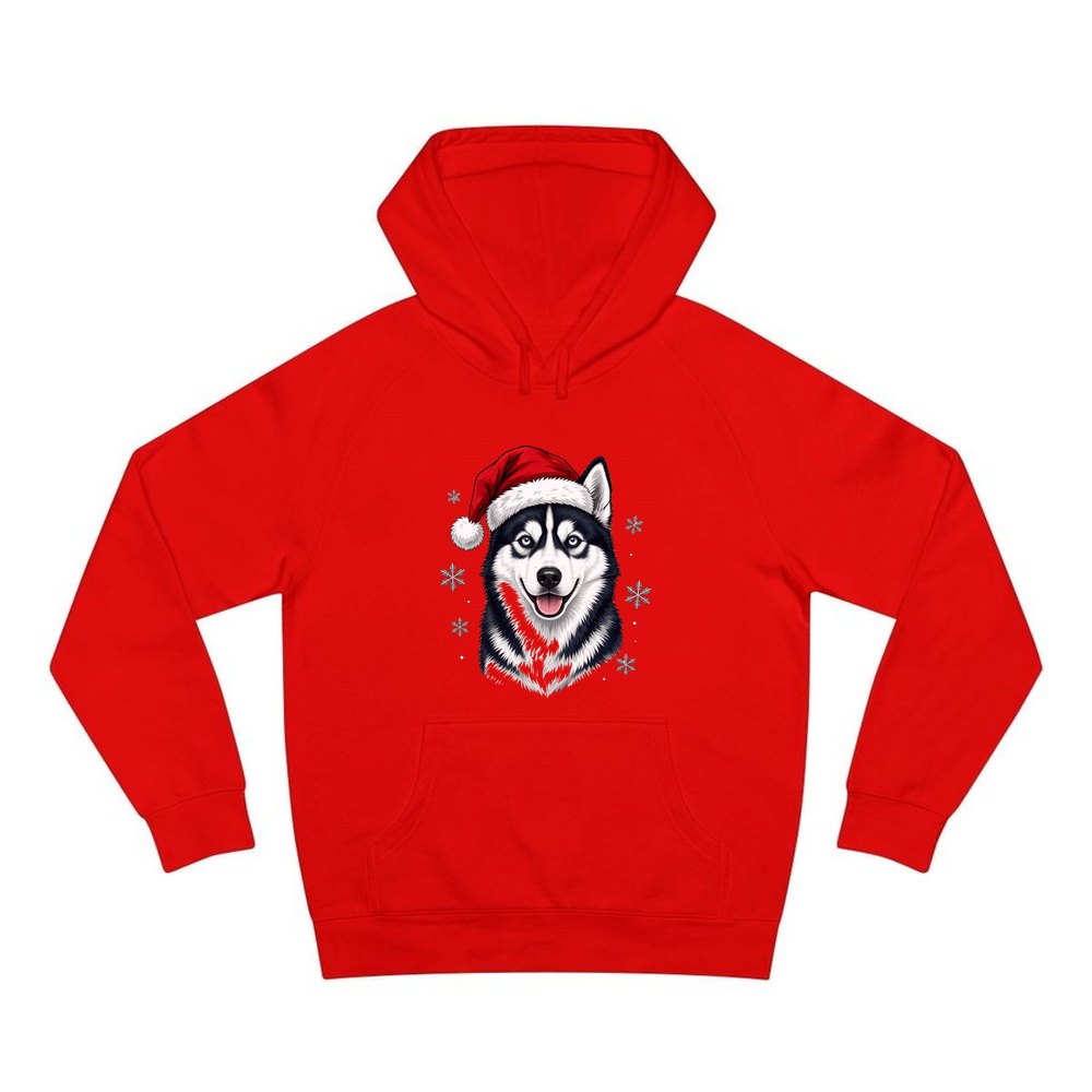 Siberian Husky personalised Christmas hoodie in red