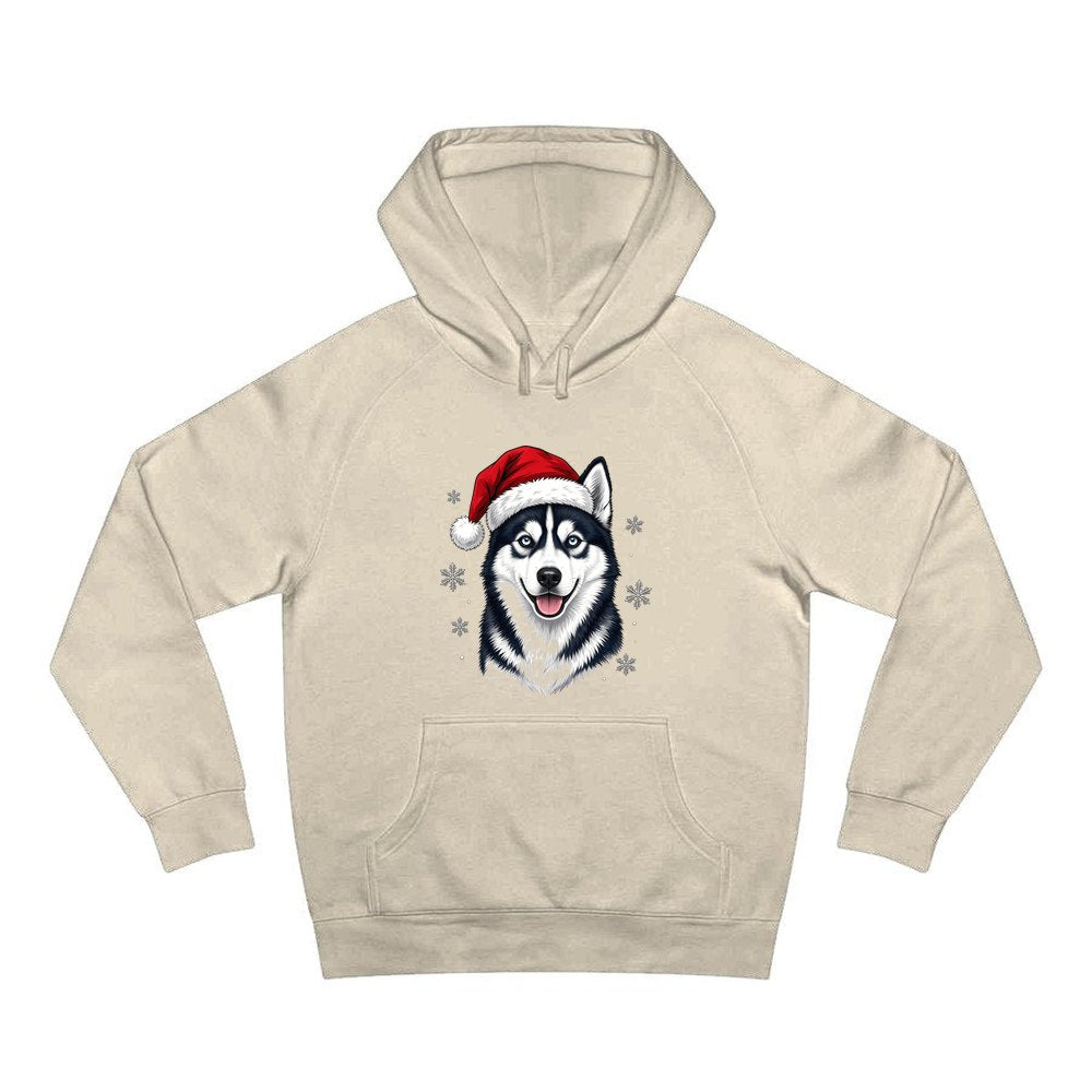 Siberian Husky personalised Christmas hoodie in sand