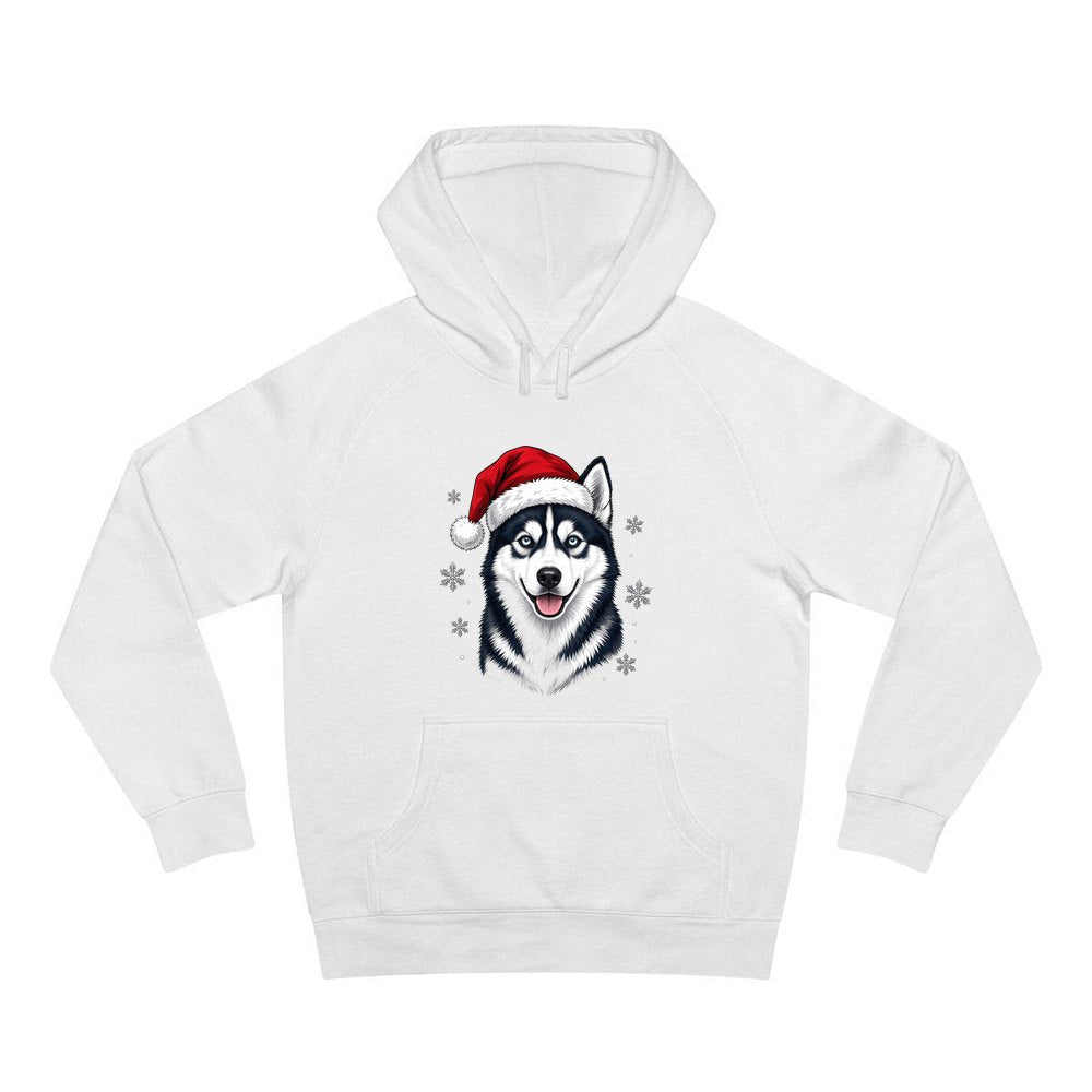 Siberian Husky personalised Christmas hoodie in white