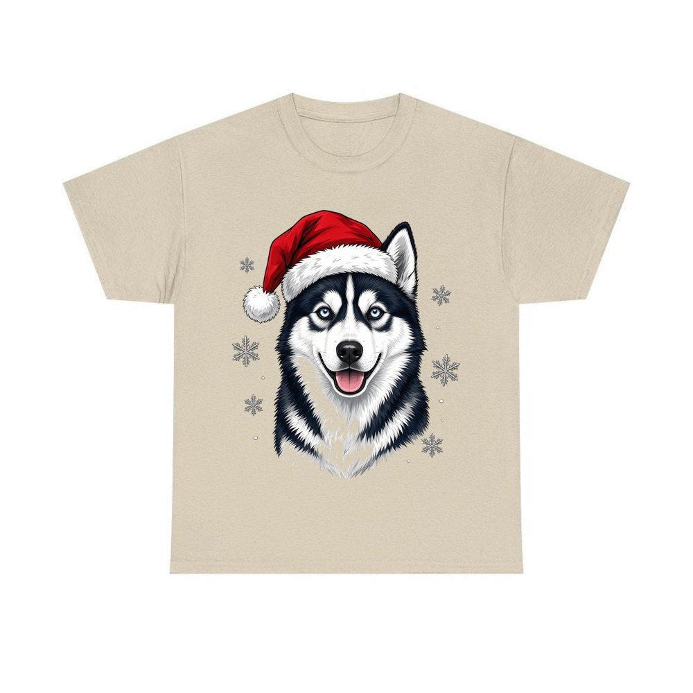 Siberian Husky personalised Christmas T-shirt in sand