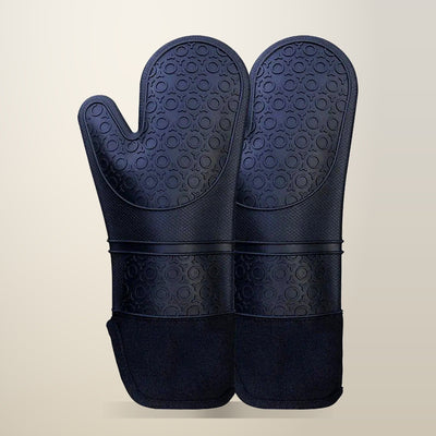 Silicone Oven Mitts with Fabric Lining, Set of 2