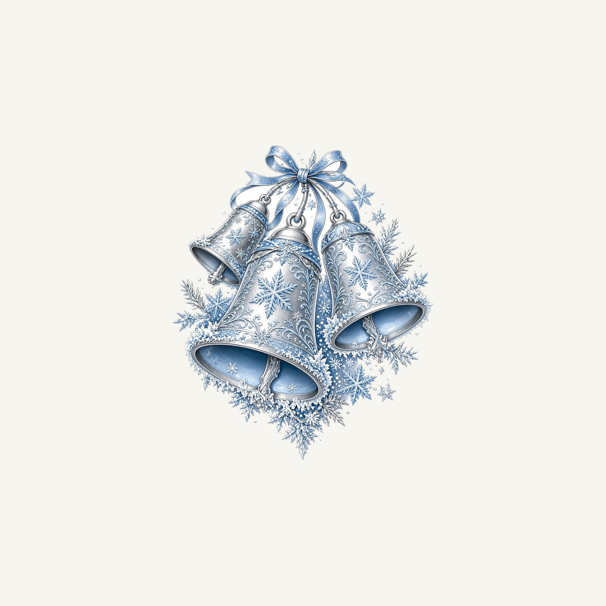 Silver and Blue Bells Personalised Christmas Mug