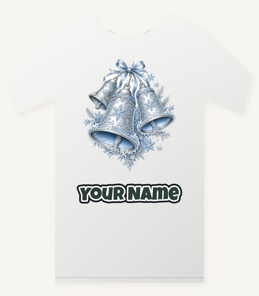 Silver and Blue Bells Personalised Christmas T-Shirt and Hoodie