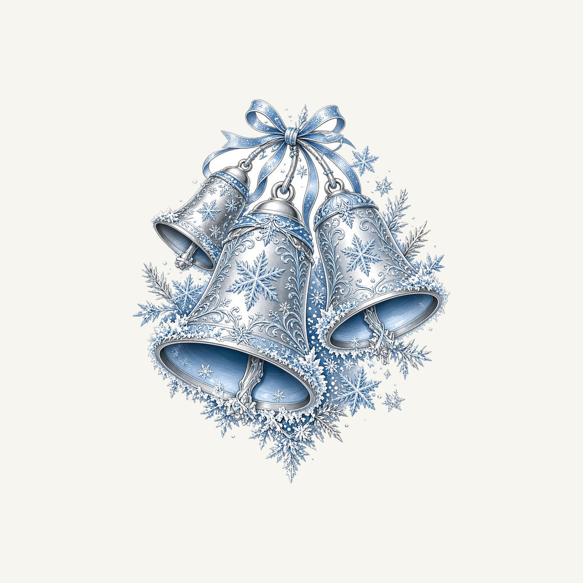 Silver and Blue Bells Personalised Christmas T-Shirt and Hoodie
