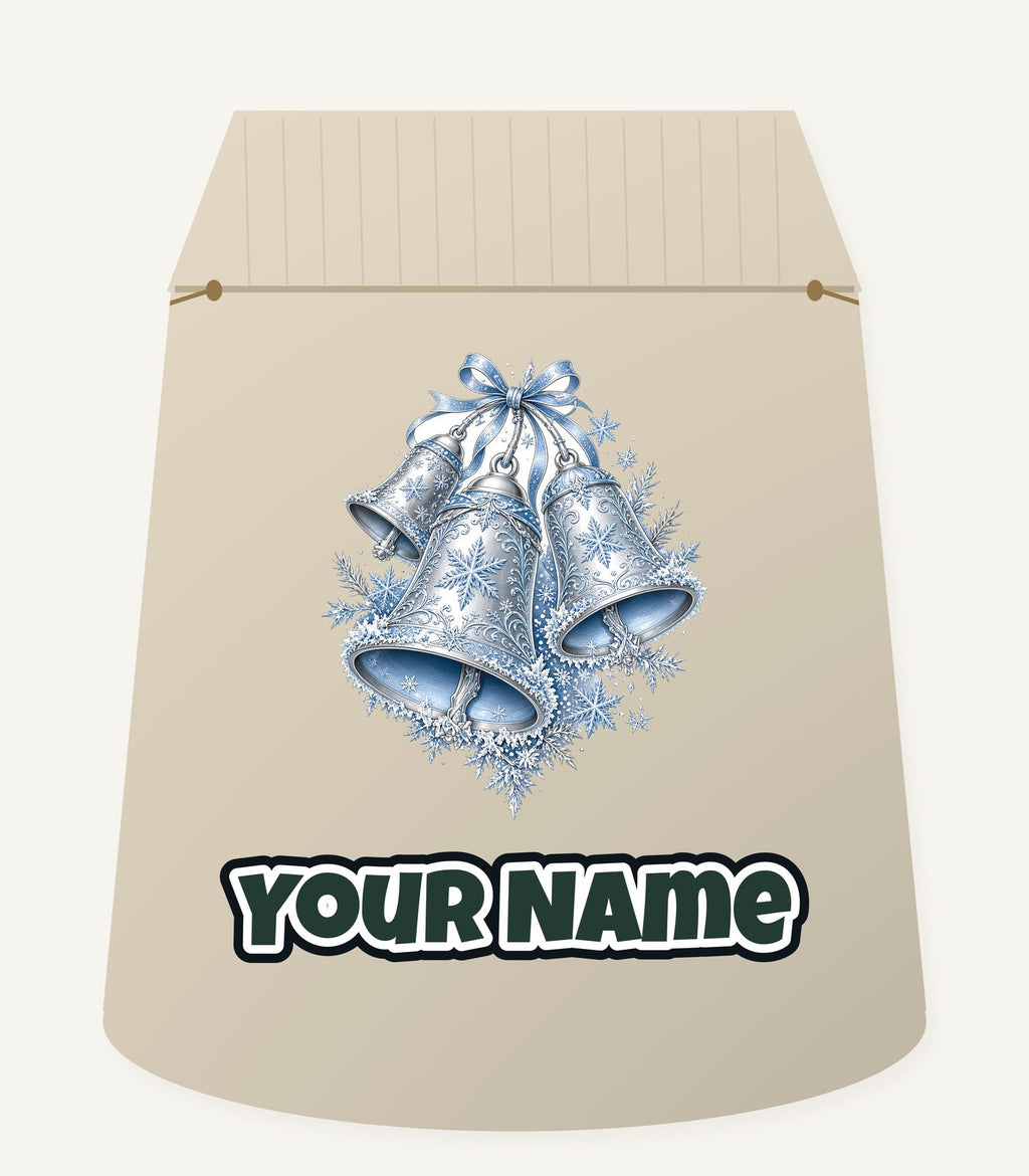 Silver and Blue Bells Personalised Santa Sack