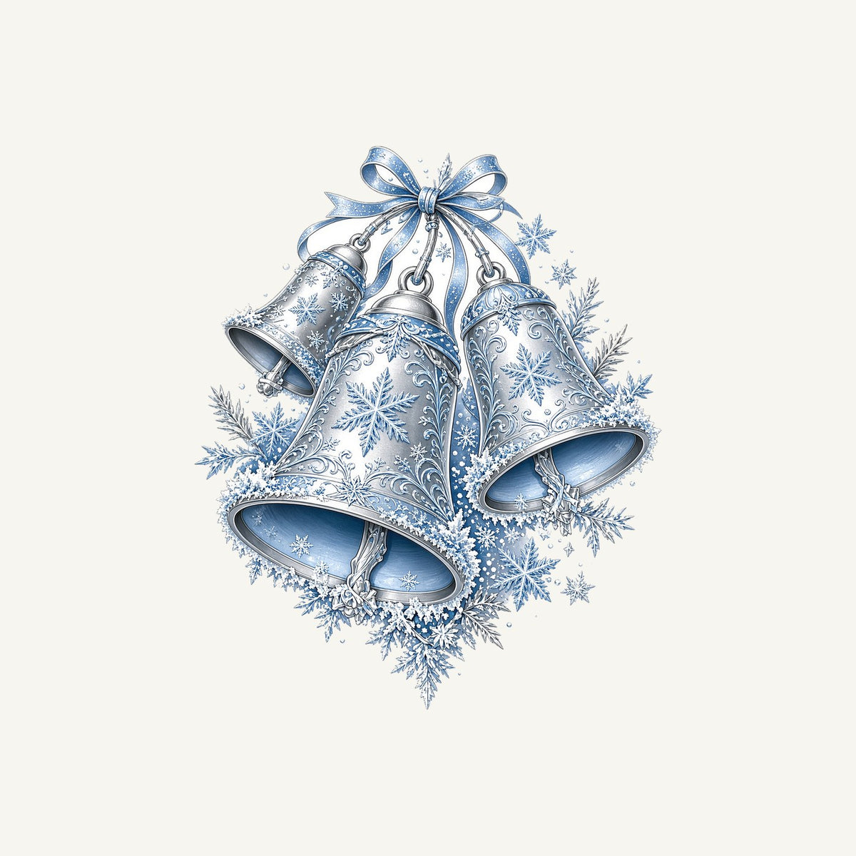 Silver and Blue Bells Personalised Santa Sack