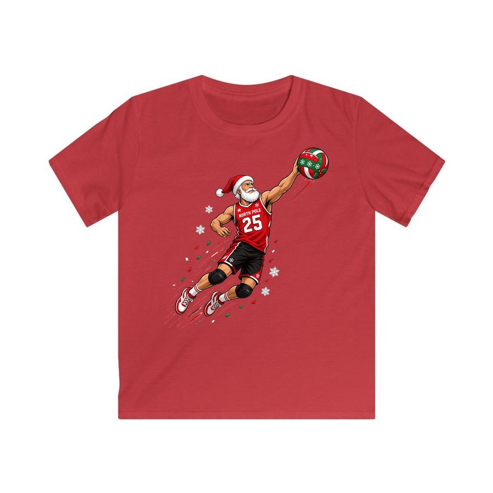 Slam Dunk Santa personalised kids Christmas tee in red