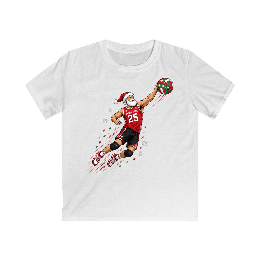 Slam Dunk Santa personalised kids Christmas tee in white