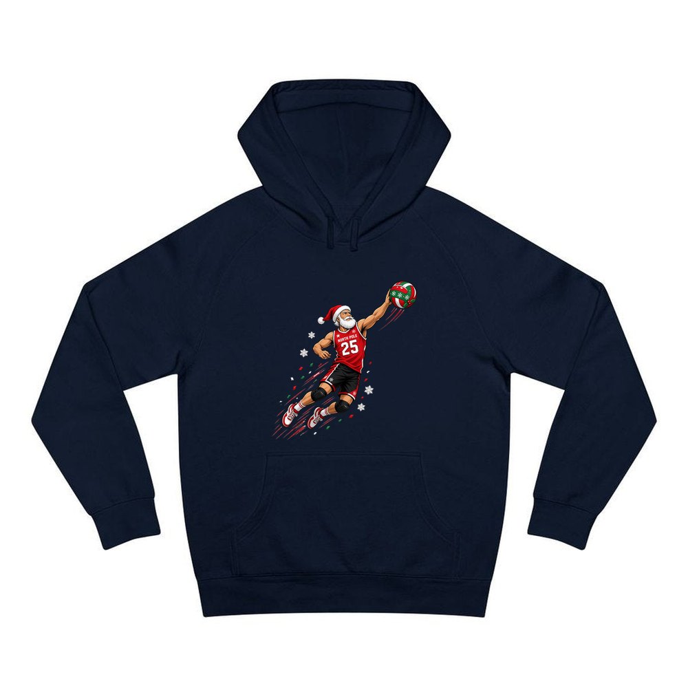Slam Dunk Santa personalised Christmas hoodie in navy