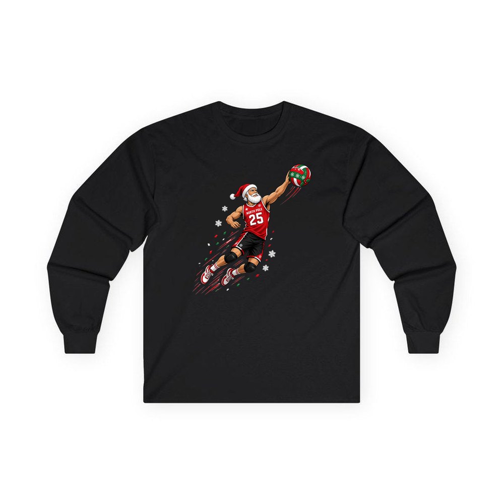 Slam Dunk Santa personalised long sleeve Christmas T-shirt in black