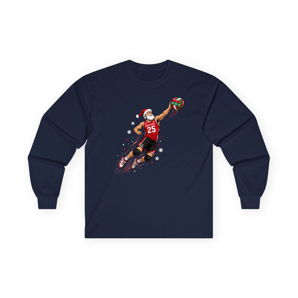 Slam Dunk Santa personalised long sleeve Christmas T-shirt in navy