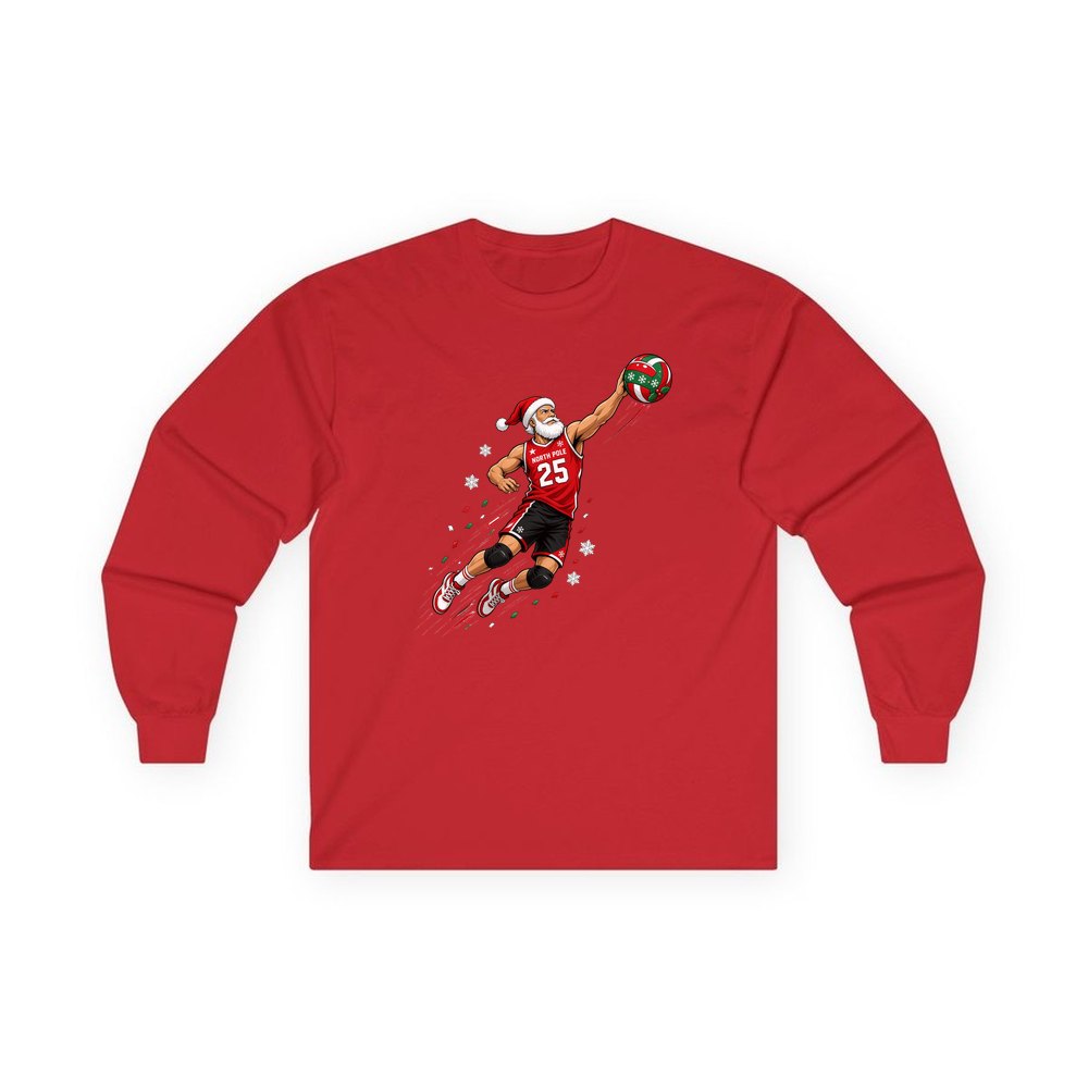 Slam Dunk Santa personalised long sleeve Christmas T-shirt in red