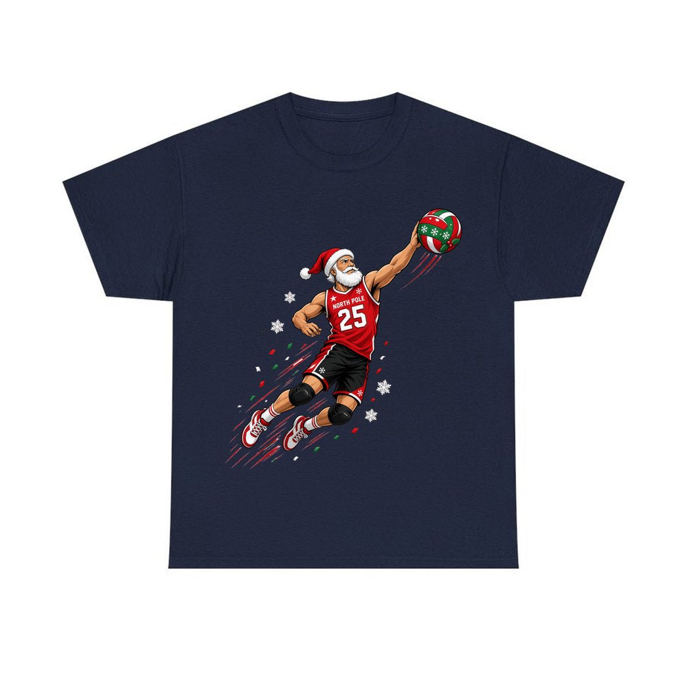 Slam Dunk Santa personalised Christmas T-shirt in navy