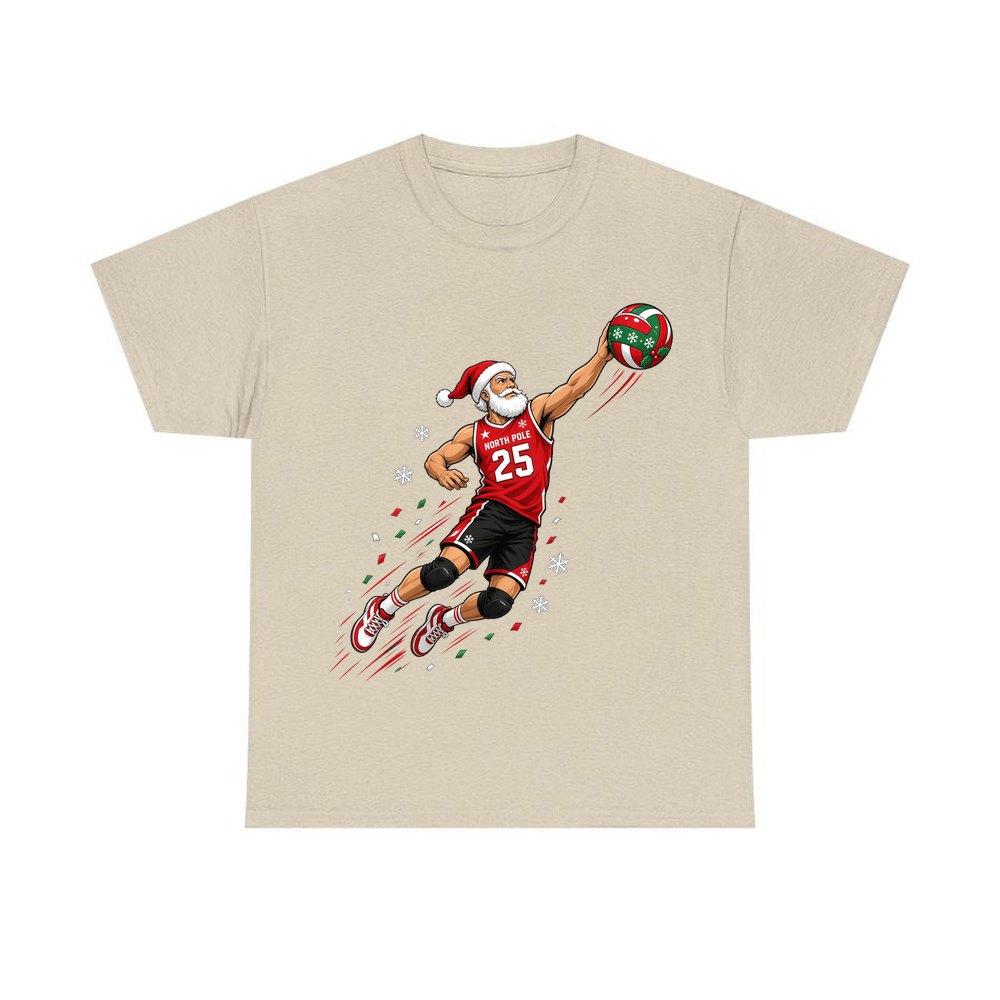 Slam Dunk Santa personalised Christmas T-shirt in sand