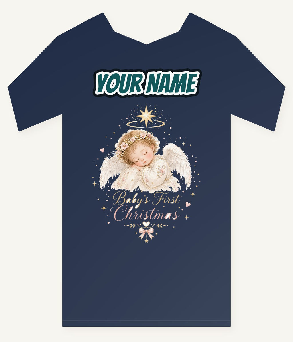 Sleeping Angel Baby Christmas Personalised Kids and Baby Christmas Tee