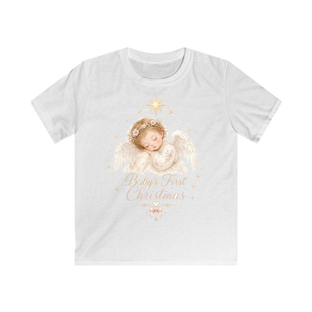 Sleeping Angel Baby Christmas personalised kids Christmas tee in white