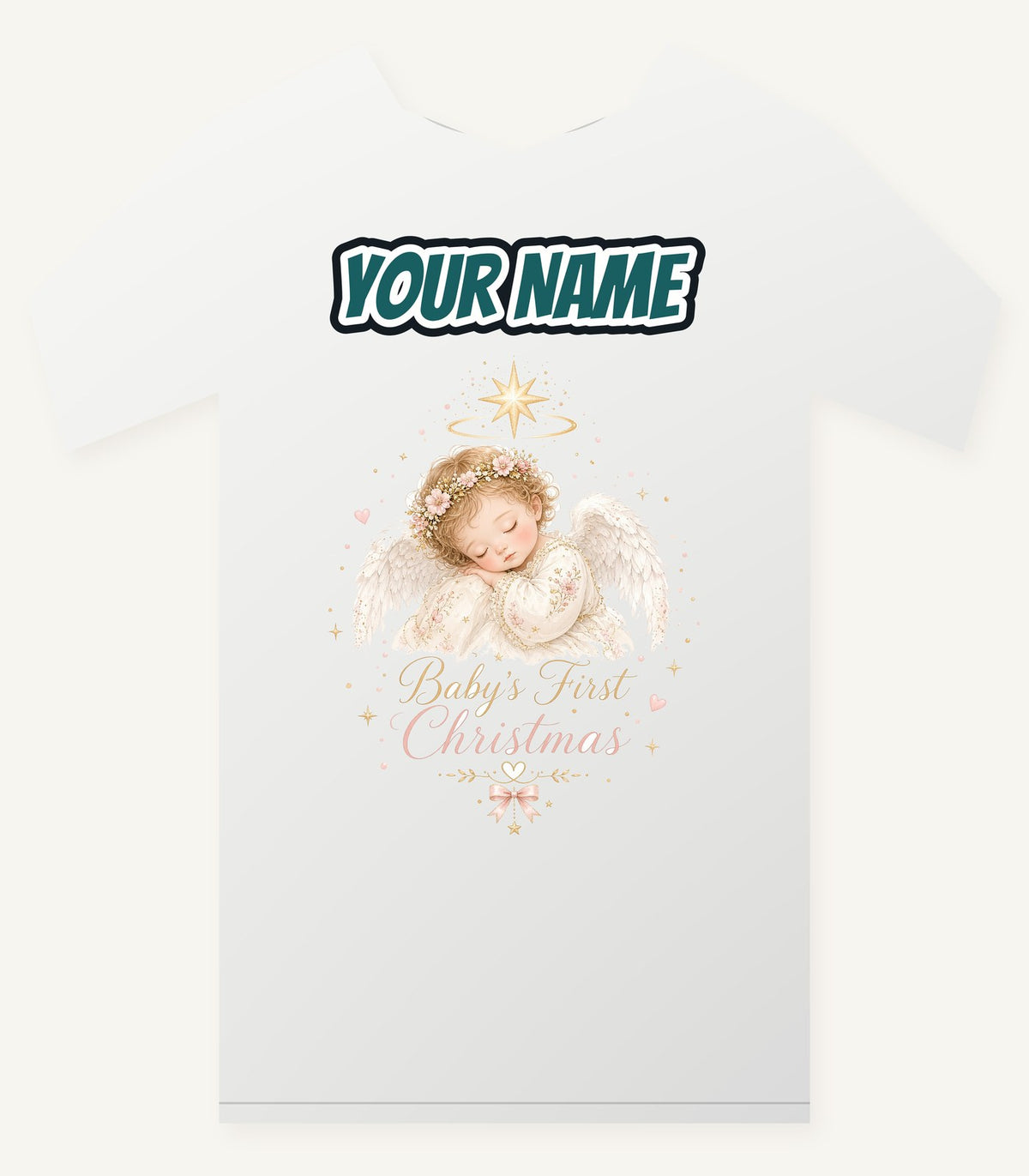 Sleeping Angel Baby Christmas Personalised Christmas T-Shirt and Hoodie