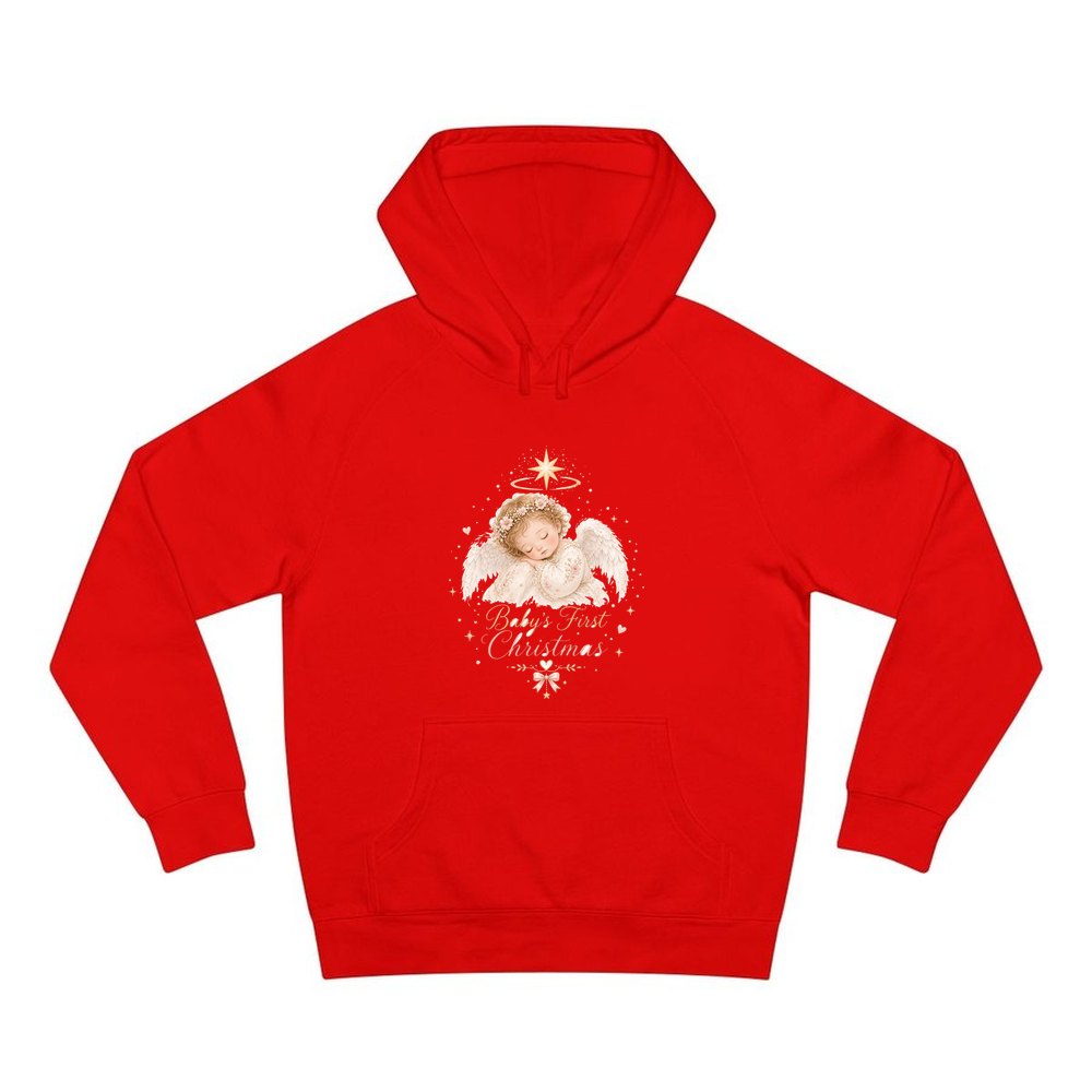 Sleeping Angel Baby Christmas personalised Christmas hoodie in red