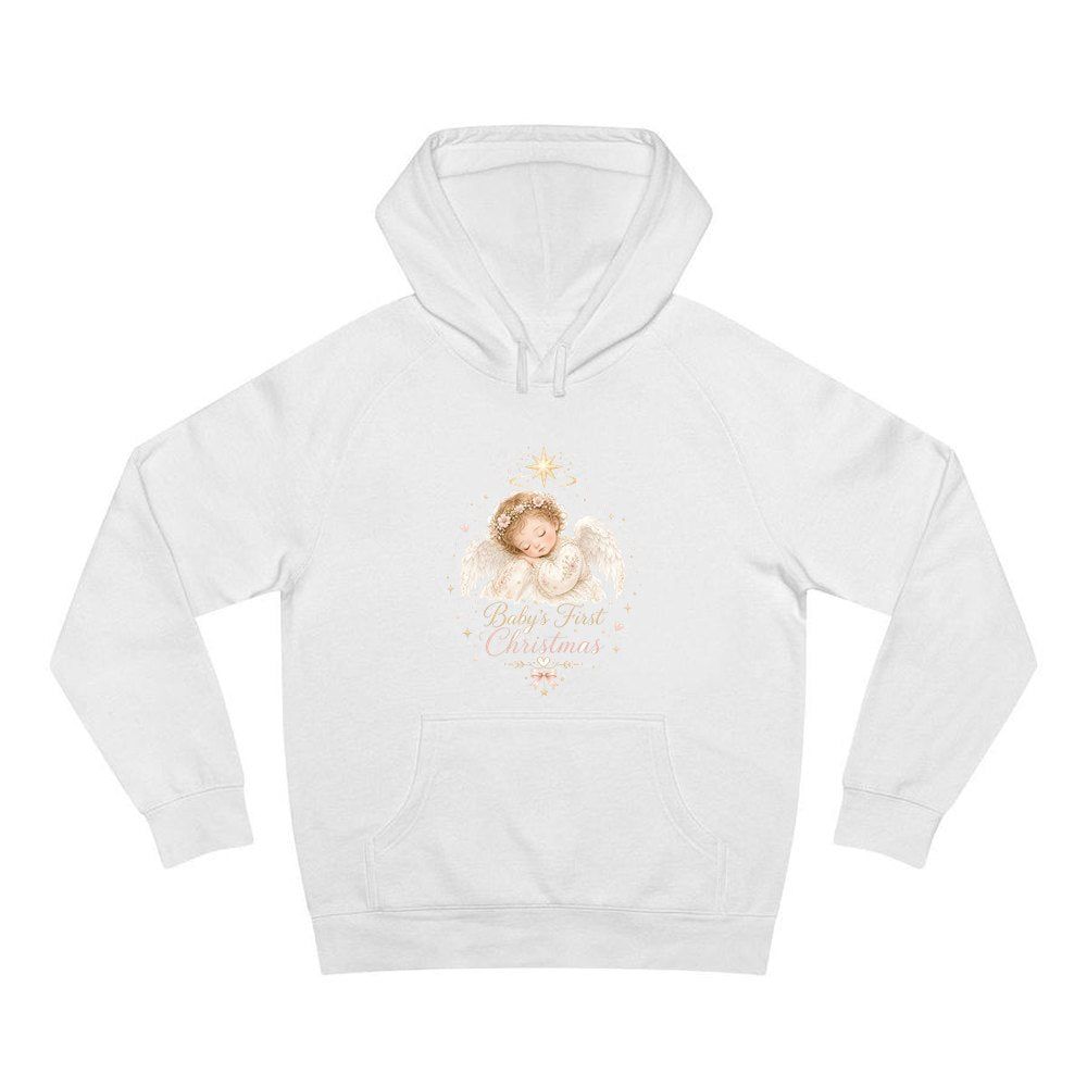 Sleeping Angel Baby Christmas personalised Christmas hoodie in white