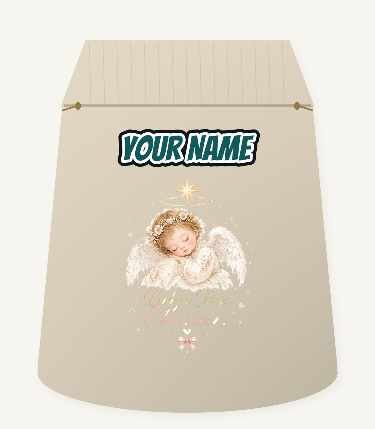 Sleeping Angel Baby Christmas Personalised Santa Sack