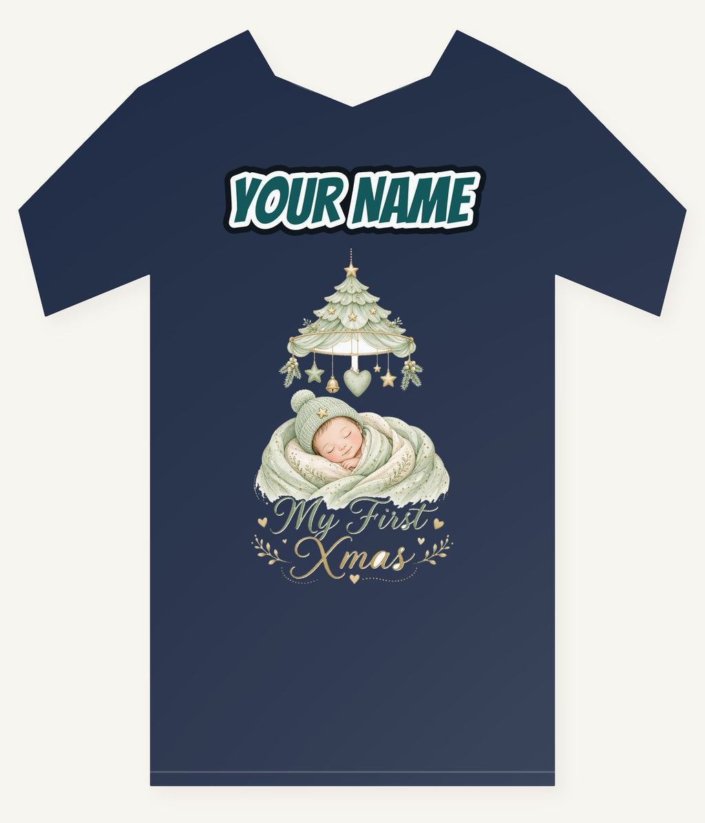 Sleeping Baby First Xmas Personalised Kids and Baby Christmas Tee